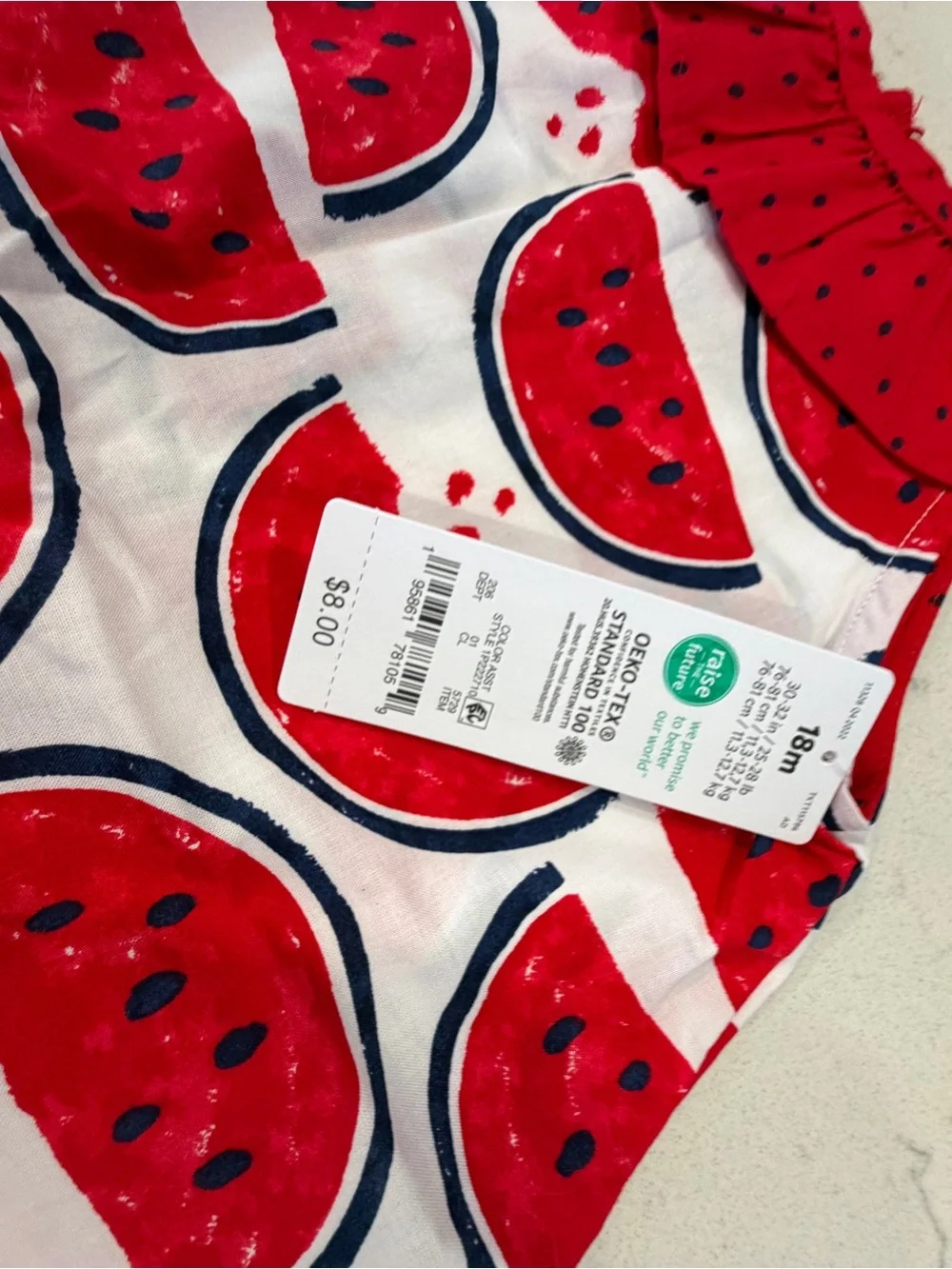 Carter's White Bib with Red Watermelon Print